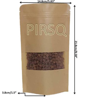 Kraft Stand Up Paper Pouches With Window | W-6" X H-8.5" Image
