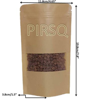 Kraft Stand Up Paper Pouches With Window | W-5" X H-8" Image