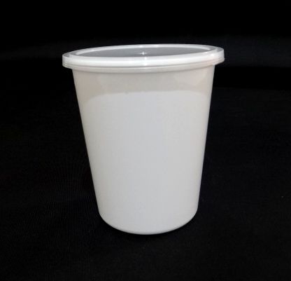 Tall White Round Plastic Container With Lid | 750 ML Image