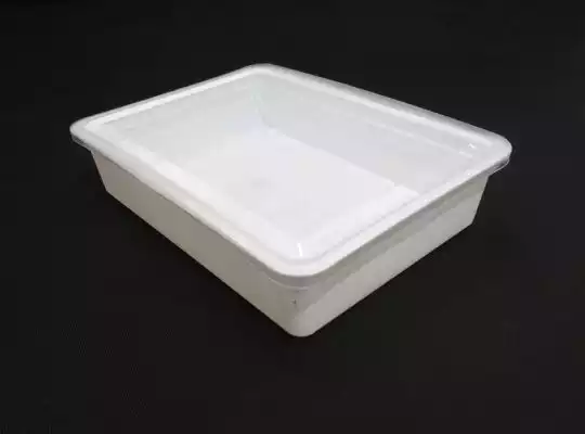 White Rectangular Plastic Container With Lid | 0.5 KG