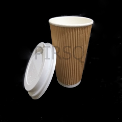 Customized Rippled Paper Cup With Lid | 350 ML Image