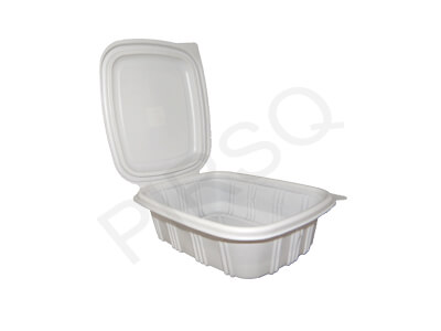 White Color Plastic Container With Lid | Hinged | 800 ML Image