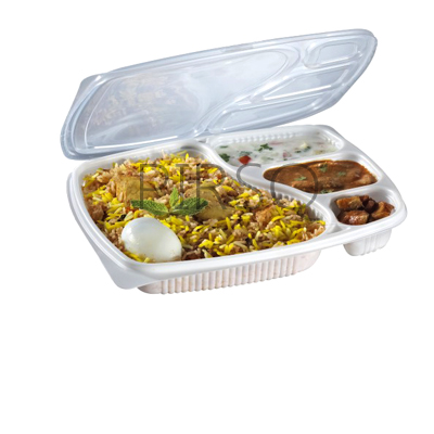 Plastic Meal Tray With Lid | 4 Compartment Image