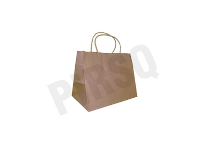 Brown Paper Bag With Handle | W-13 CM X L-23 CM H-18 CM Image