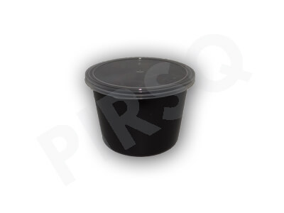 Black Round Plastic Container With Lid 500 ML Image