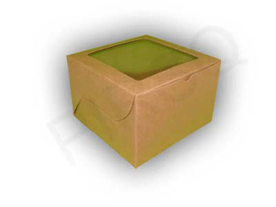 Brown Cake Box With Window | W-6" X L-6" X H-4" Image