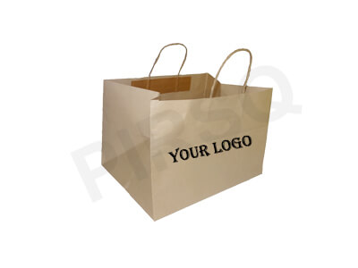 Brown Kraft Paper Bag With Handle | Imported Paper | W- 25 CM X L-33 CM X H-22 CM Image