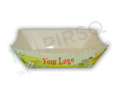 Paper Tray | With Logo | Boat Tray | W - 5.5" X L - 8" X H - 2.5" Image