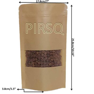 Kraft Stand Up Paper Pouches With Window | W-7" x H-10" Image