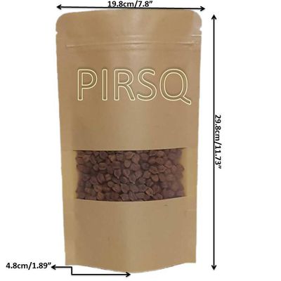 Kraft Stand Up Paper Pouches With Window | W-8" X L-12" Image