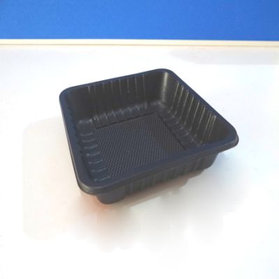 Plastic Square Black Tray | PUNNET | L-110 mm x W-110 mm x D-25 mm | 250 GRAM Image