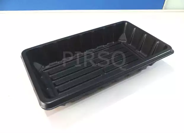PLASTIC RECTANGLE BLACK TRAY | PUNNET | L-210 mm x W-195 mm x D-40 mm | 1 KG