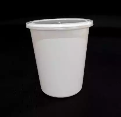 Tall White Round Plastic Container With Lid | 750 ML