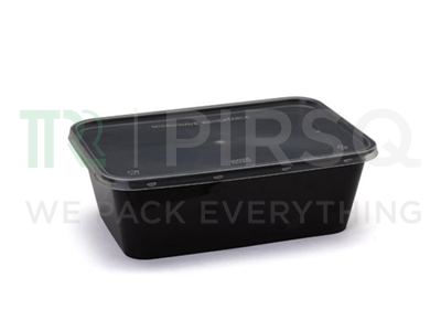 Black Rectangular Plastic Container With Lid | 650 ML Image