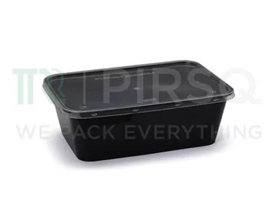 Black Rectangular Plastic Container With Lid | 650 ML