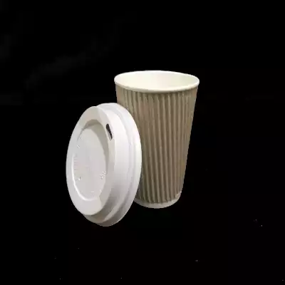 Customized Rippled Paper Cup With Lid | 250 ML