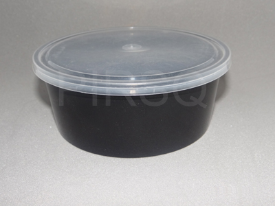 Black Round Plastic Container With Lid | 750 ML Image