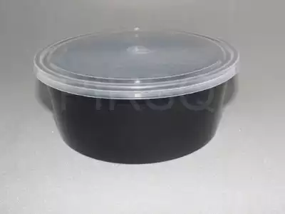 Black Round Plastic Container With Lid | 750 ML