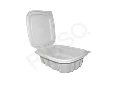 White Color Plastic Container With Lid | Hinged | 800 ML