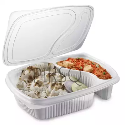 Plastic Tray With Lid | 2 Compartment 