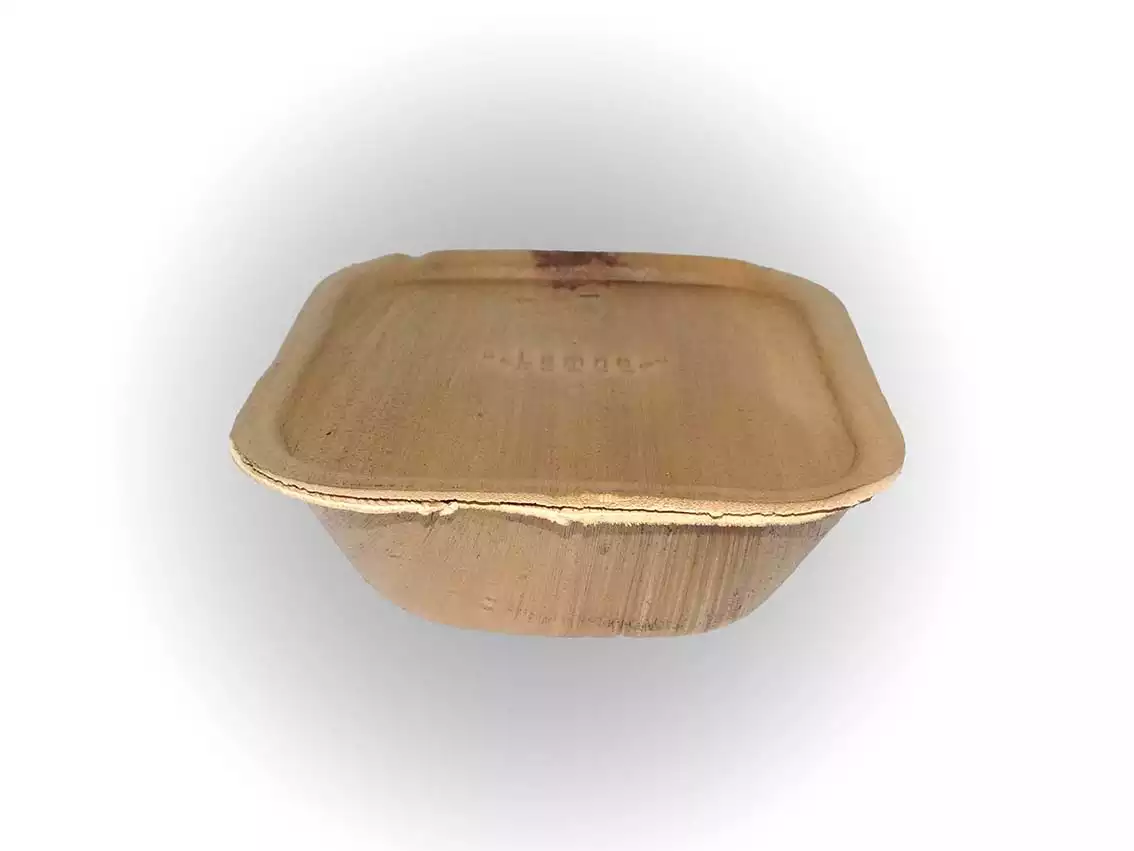 Square Areca Bowl With Lid | 600 ML
