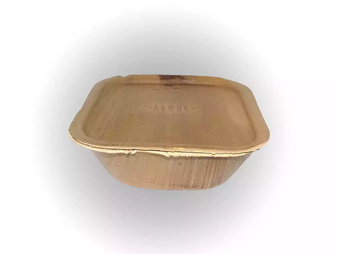Square Areca Bowl With Lid | 450 ML