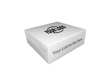 Paper Box With Logo | Food Grade | White Color | W - 8" X L - 8" X H - 3" Image