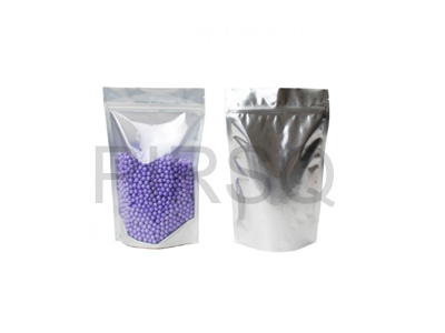 One Side Silver Stand Up Pouch | With Zip Lock | W - 5" X H - 8" Image