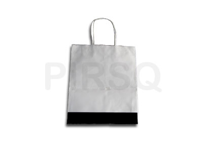White Paper Bag With Handle | With Logo | W - 10" X H - 12" X G - 10" Image