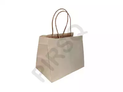 Brown Paper Bag With Handle | W-13 X L-19 X H-15