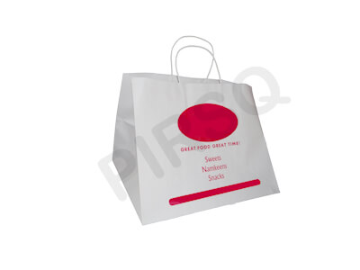 White Paper Bag With Handle | With Logo | W-29 CM X L-34 CM X H-27 CM Image