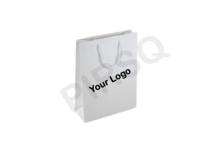 White Paper Bag With Handle | With Logo | W-12 CM X L-30 CM X H-41 CM Image