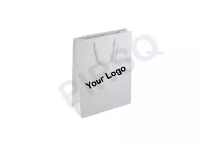 White Paper Bag With Handle | With Logo | W-12 CM X L-30 CM X H-41 CM