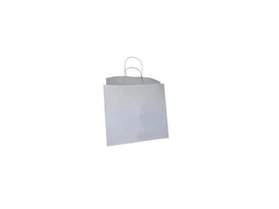 White Paper Bag With Handle | W-13 CM X L-19 CM X H-15 CM Image