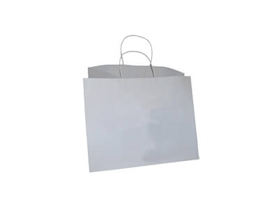 White Paper Bag With Handle | W-19 CM X L-29 CM X H-23 CM Image