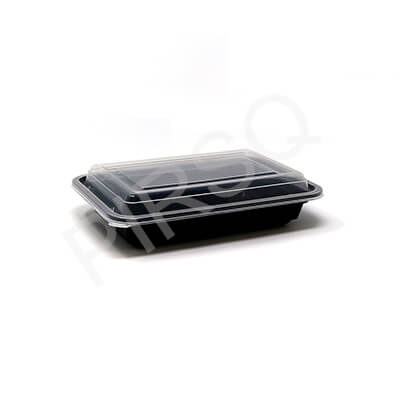 BLACK RECTANGULAR PLASTIC CONTAINER WITH LID | 480 ML Image