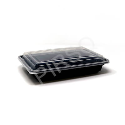 BLACK RECTANGULAR PLASTIC CONTAINER WITH LID | 720 ML Image