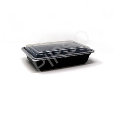 BLACK RECTANGULAR PLASTIC CONTAINER WITH LID | 960 ML Image