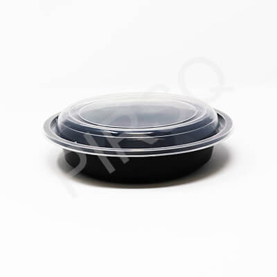 BLACK ROUND PLASTIC CONTAINER 720 ML Image