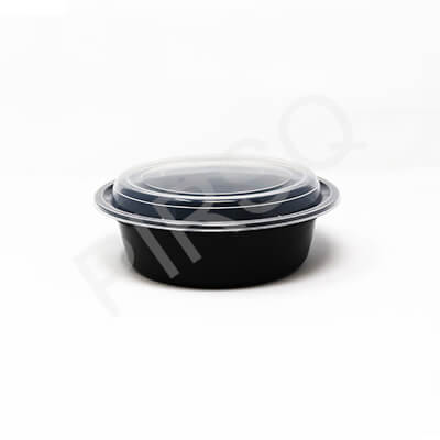 BLACK ROUND PLASTIC CONTAINER 960 ML Image