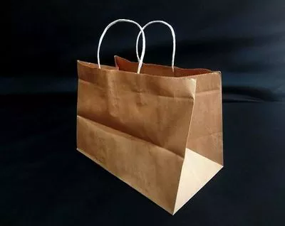 Brown Paper Bag With Handle | W-23 cm x H-18 cm x G-15 cm | 0.5 KG