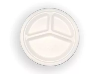 Bagasse Round Plate | 3 compartment | 12 Inch