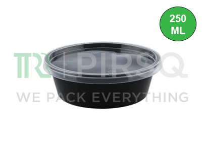 BLACK PLASTIC CONTAINER WITH LID | 250 ML Image