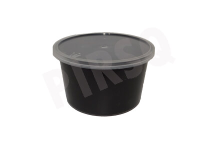 BLACK ROUND PLASTIC CONTAINER WITH LID | 400 ML Image