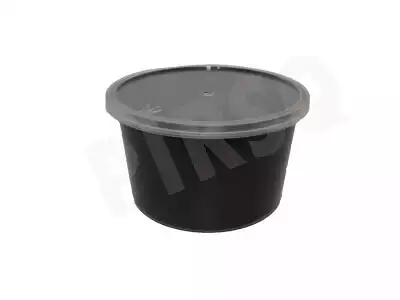 BLACK ROUND PLASTIC CONTAINER WITH LID | 400 ML
