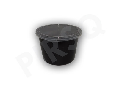 Round 500ml Black Plastic Disposable Food Container, For Restaurant And  Hotel