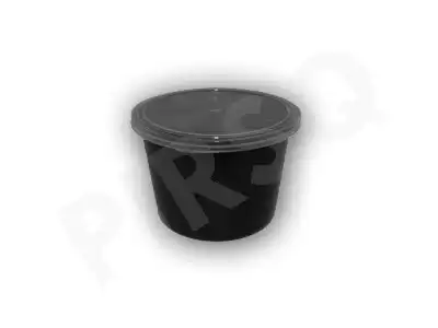 Black Round Plastic Container With Lid 500 ML