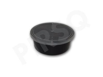 Black Round Plastic Container With Lid 250 ML Image