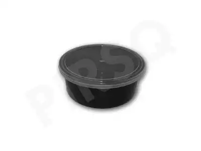 Black Round Plastic Container With Lid 250 ML