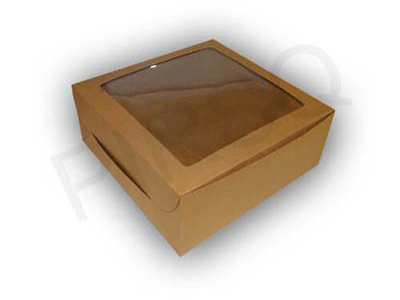 Brown Cake Box With Window | W-10" X L-10" X H-4" Image
